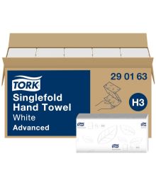 Tork H3 V-Fold Hand Towels White 2 Ply | Soft & Recycled | Pack of 3750