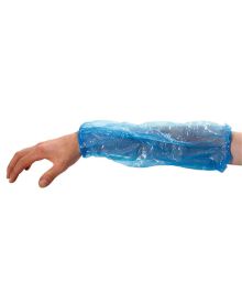 Blue Polythene Oversleeves Elasticated Ends – Pack of 100 | Protective Arm Covers