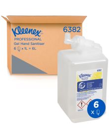 Kleenex Moisturising Alcohol Gel Hand Sanitiser 6x1L – Fragrance & Dye Free, Kills 99.99% Germs