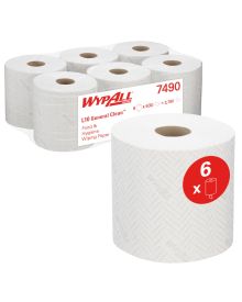 WypAll® L10 General Clean Food & Hygiene Centrefeed White Roll Wipers - 6 Rolls - 1 Ply (7490)