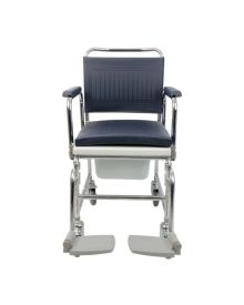Mobile Commode Chair 22in – Height Adjustable with Footrest & Wheels