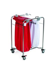 Laundry Cart To Take 2 Bags Red and White Lids 93x66x49cm