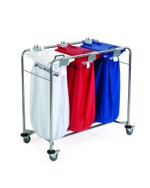Laundry Cart To Take 3 Bags Red, White and Blue Lids 93x100x49cm
