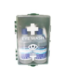 Eyewash Station Double Complete Green/Clear Front 27.5x 26.5x 8.5cm