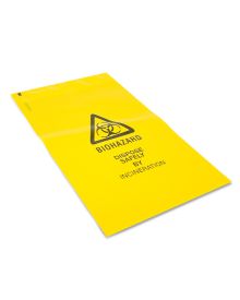 Clinical Waste Bag Small Yellow with Adhesive Strip – Biohazard Disposal Bags 200x305mm
