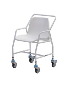 Mobile Shower Chair with Adjustable Height, Braked Castors & Durable Steel Frame