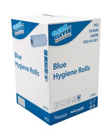 Essentials PS1 Blue Hygiene Wiper Roll 2 Ply 25cm x 40m – Recycled, Individually Wrapped