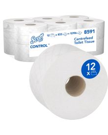 Scott Control Mini Twin Centrefeed Toilet Tissue 2 Ply – 833 Sheets per Roll