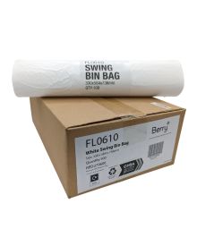 White Medium Duty Swing Bin Liners – 5 Rolls of 100, Fits Small to Medium Bins