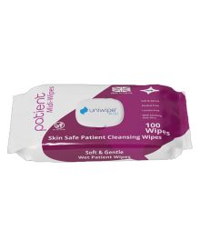 Uniwipe Patient Skin Safe Moist Cleansing Wipes – Alcohol-Free, Dermatologically Tested, 100 Pack