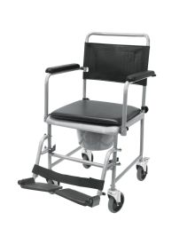Glideabout Mobile Commode Chair with Removable Foot & Arm Rests – 43cm Seat