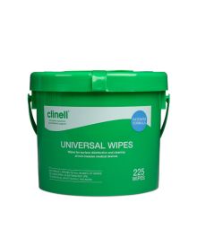 Clinell Universal Sanitising Wipes Bucket – Kills 99.99% Germs, 225 Wipes