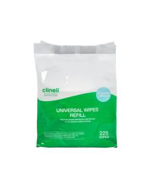 Clinell Universal Sanitising Wipes Refill Bag – 225 Wipes, Kills 99.99% Germs