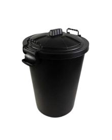 Hill Brush Dustbin With Clip Lid Plastic Black 80lt
