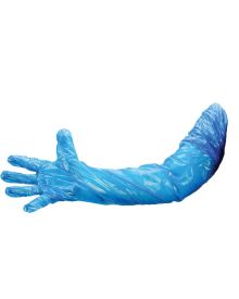 Polythene Gauntlet Glove 92cm Disposable Blue - 100 gloves