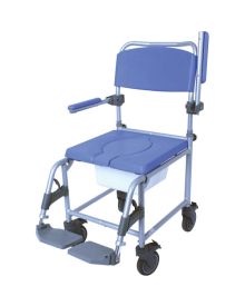 Attendant Propelled Commode Shower Chair Seat with Footrests 18"
