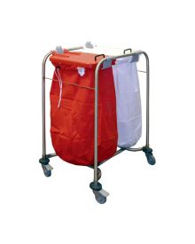 Laundry Cart To Take 2 Bags Red and White Lids 93x66x49cm