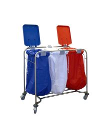 Laundry Cart To Take 3 Bags Red, White and Blue Lids 93x100x49cm