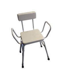 Perching Stool Height Adjustable with Padded Arms and Back Rest