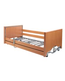 Casa Elite Electric Profiling Bed Low in Beech with Wooden Side Rail Kit
