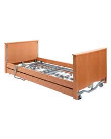 Bradshaw 2 Electric Profiling Bed Low in Light Oak with Wooden Side Rail Kit